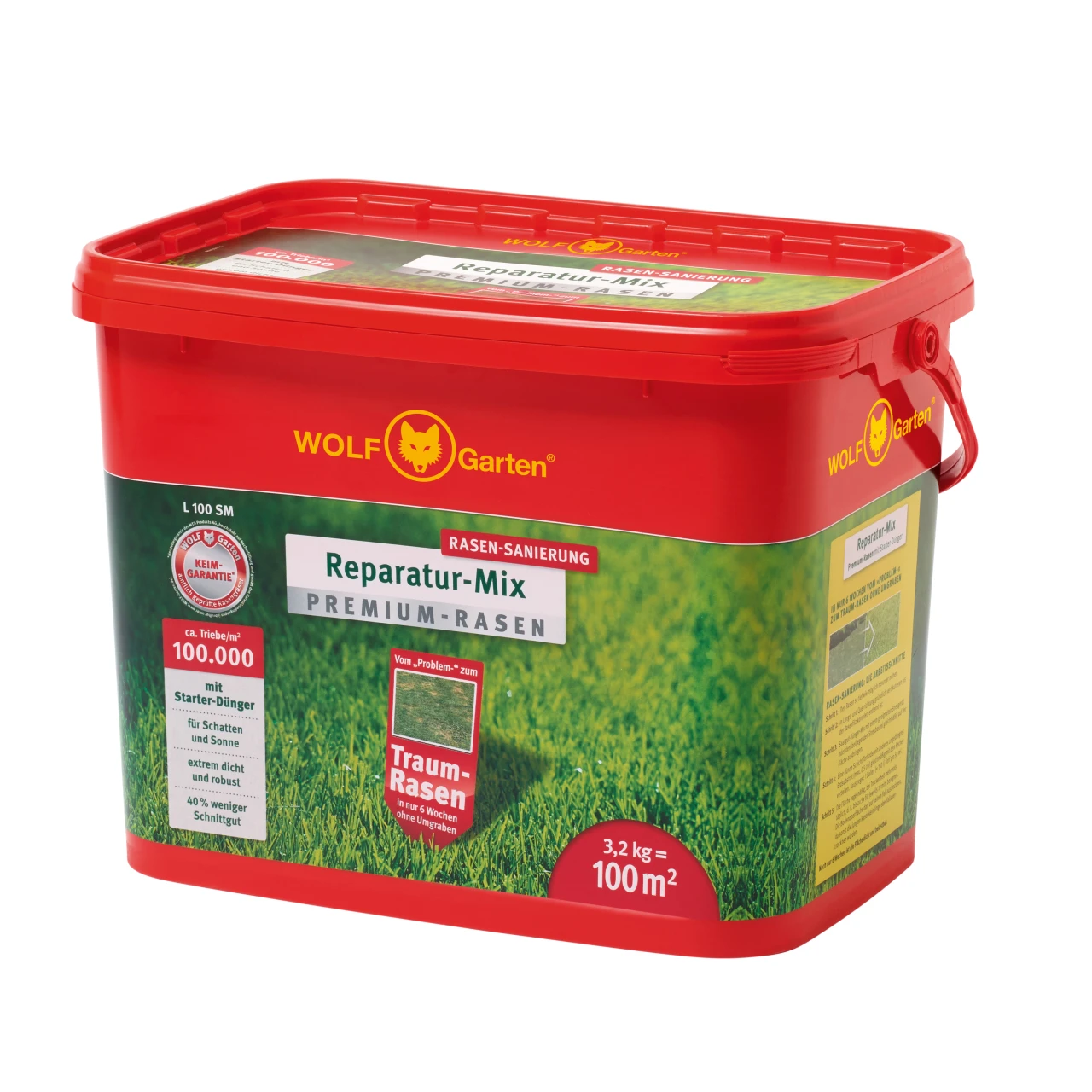 Wolf-Garten Premium-Rasen Mit Starter-Dünger L 100 SM 2 Wolf-Garten Premium-Rasen Mit Starter-Dünger L 100 SM
